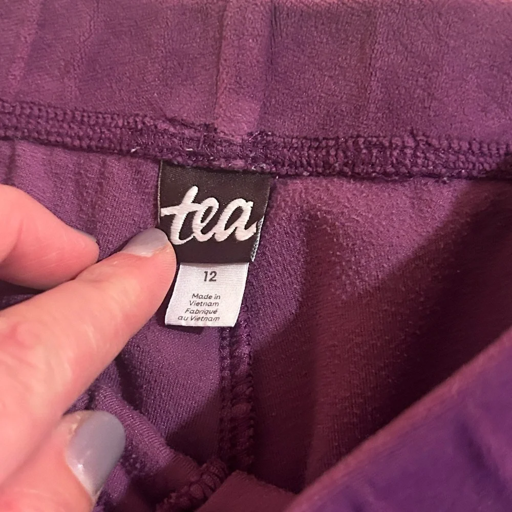 Tea Collection Kids Size 12 Velvet Flare Pants - Plum